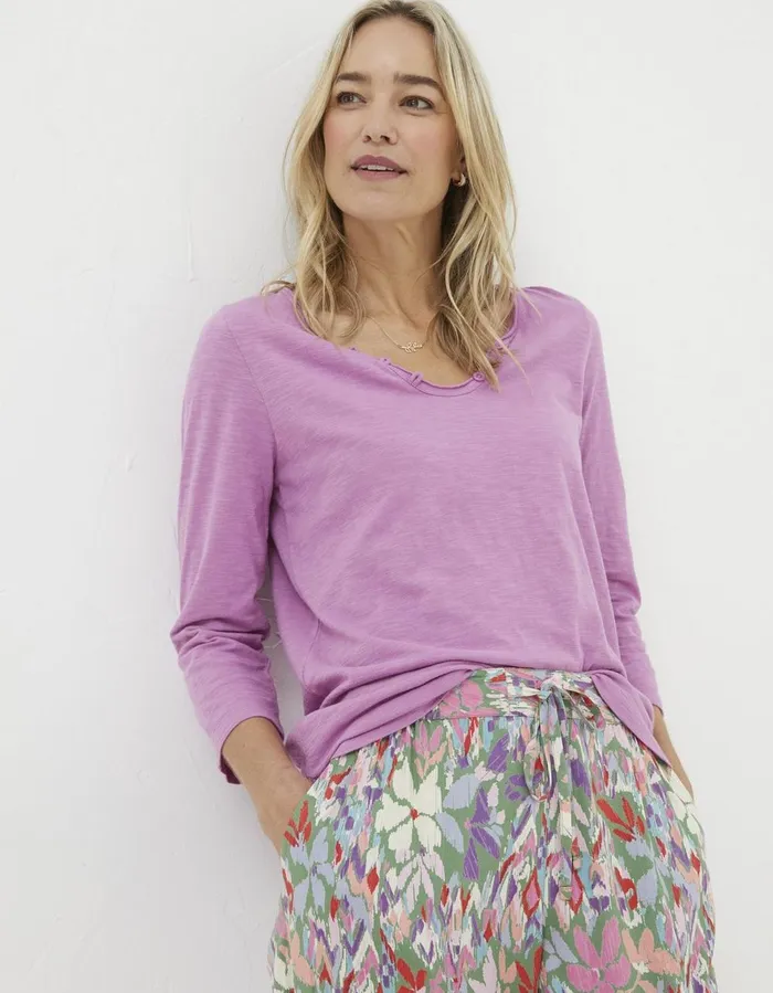 Organic Cotton Porter T Shirt Berry Pink Women FatFace Tops and TShirts