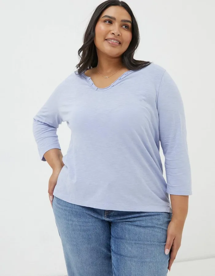Organic Cotton Porter T Shirt Washed Blue Women FatFace Tops and TShirts