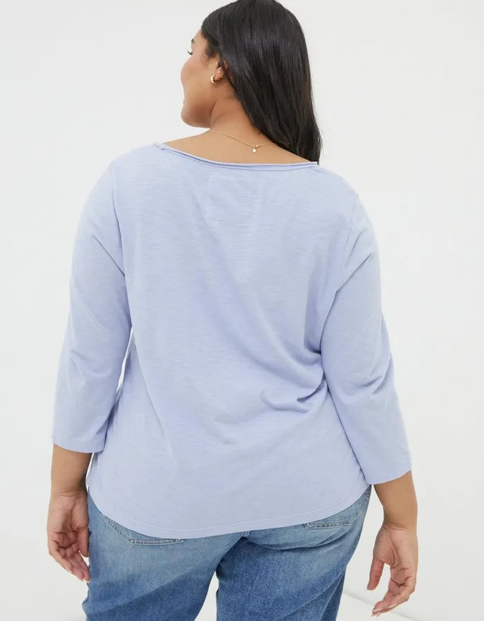 Organic Cotton Porter T Shirt Washed Blue Women FatFace Tops and TShirts