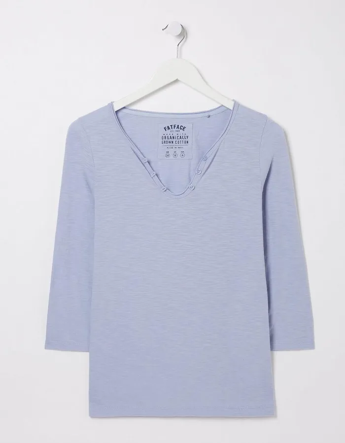 Organic Cotton Porter T Shirt Washed Blue Women FatFace Tops and TShirts