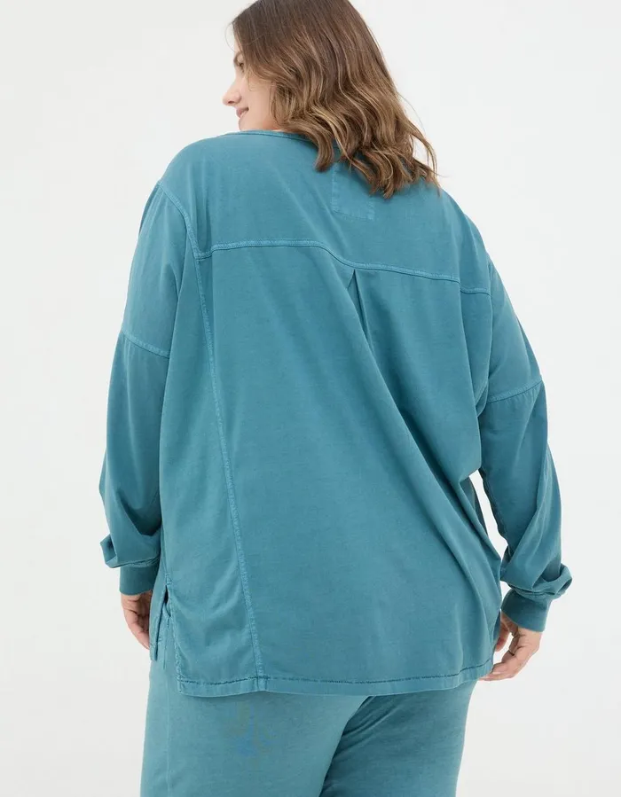 Organic Cotton Valo Top Light Teal Blue Women FatFace Nightwear and Loungewear