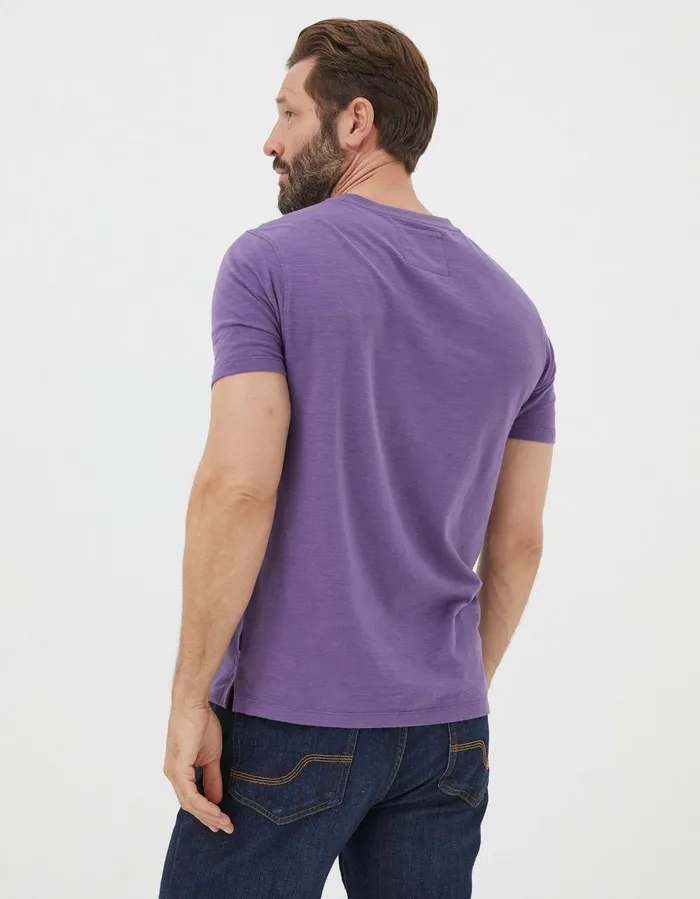 Organic Cotton Woodside Slub Henley Purple Men FatFace TShirts