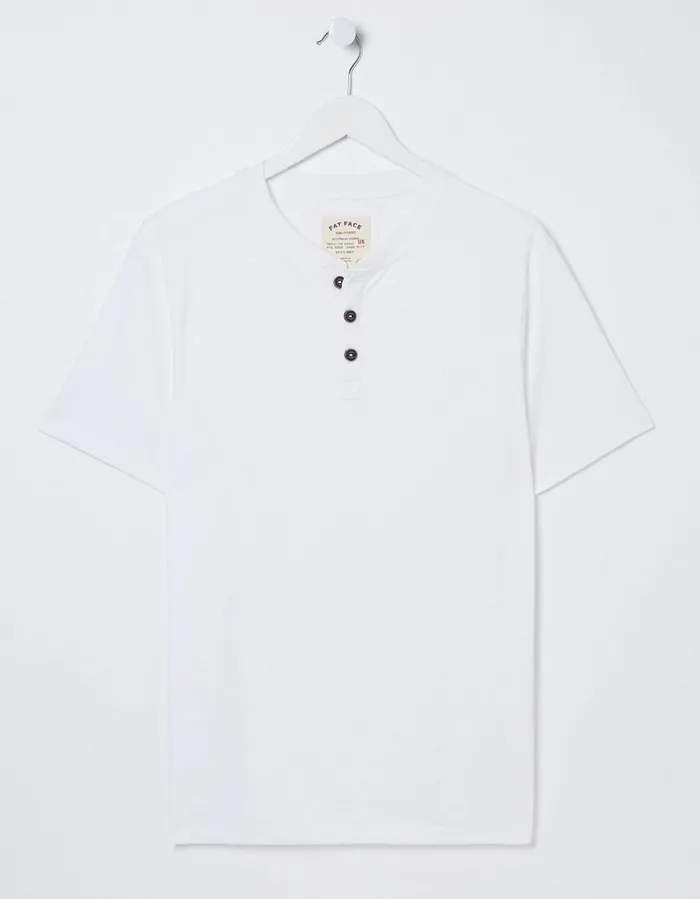 Organic Cotton Woodside Slub Henley White Men FatFace TShirts
