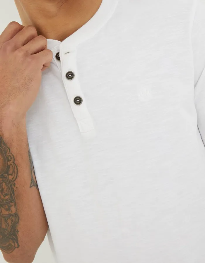 Organic Cotton Woodside Slub Henley White Men FatFace TShirts