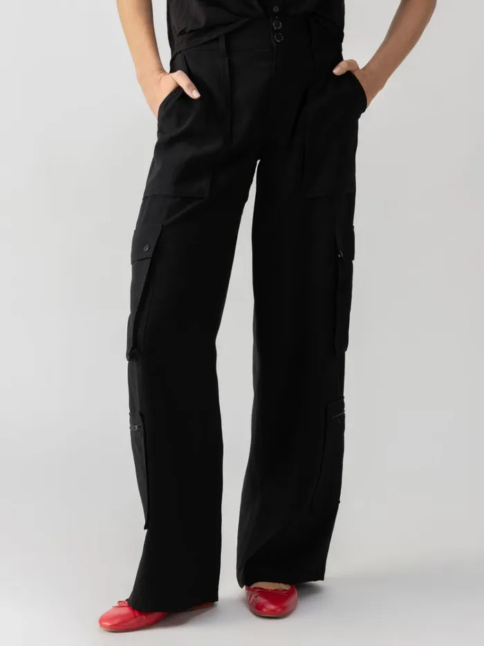 OTT SemiHigh Rise Cargo Pant Black Women Sanctuary Clothing Pants