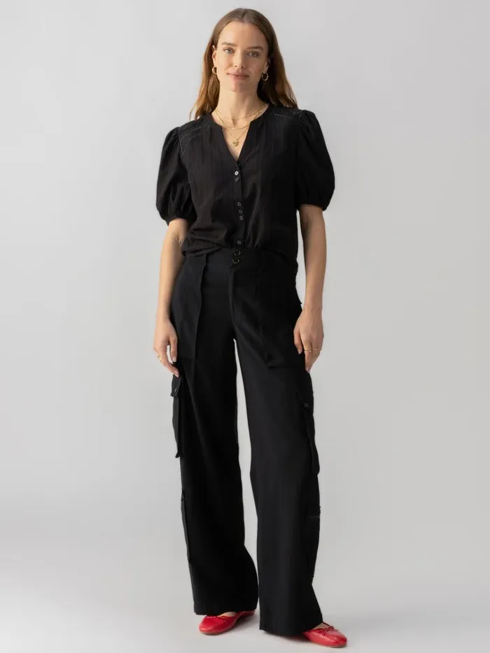 OTT SemiHigh Rise Cargo Pant Black Women Sanctuary Clothing Pants