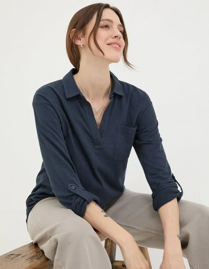 Paige Jersey Shirt Navy Women FatFace Shirts and Blouses