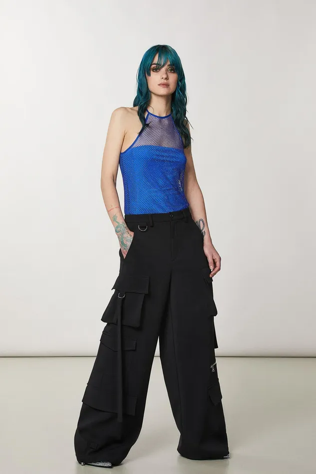 Palazzo Women Patrizia Pepe Crepe Cargo Pants Nero