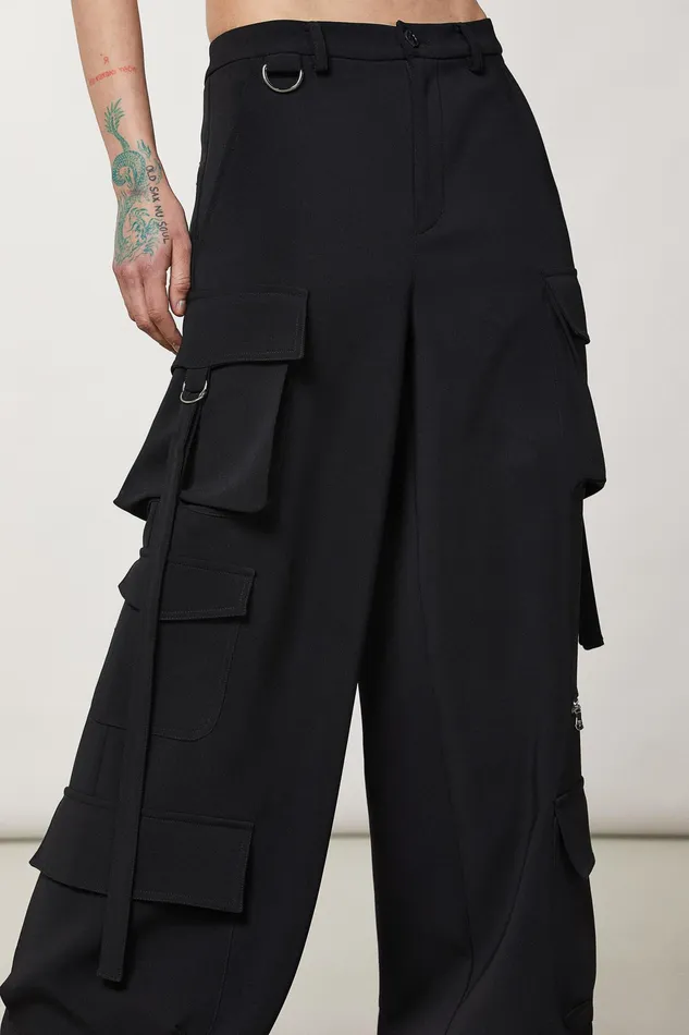 Palazzo Women Patrizia Pepe Crepe Cargo Pants Nero