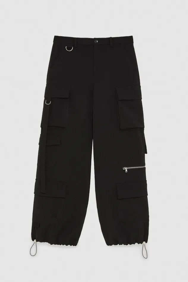 Palazzo Women Patrizia Pepe Crepe Cargo Pants Nero