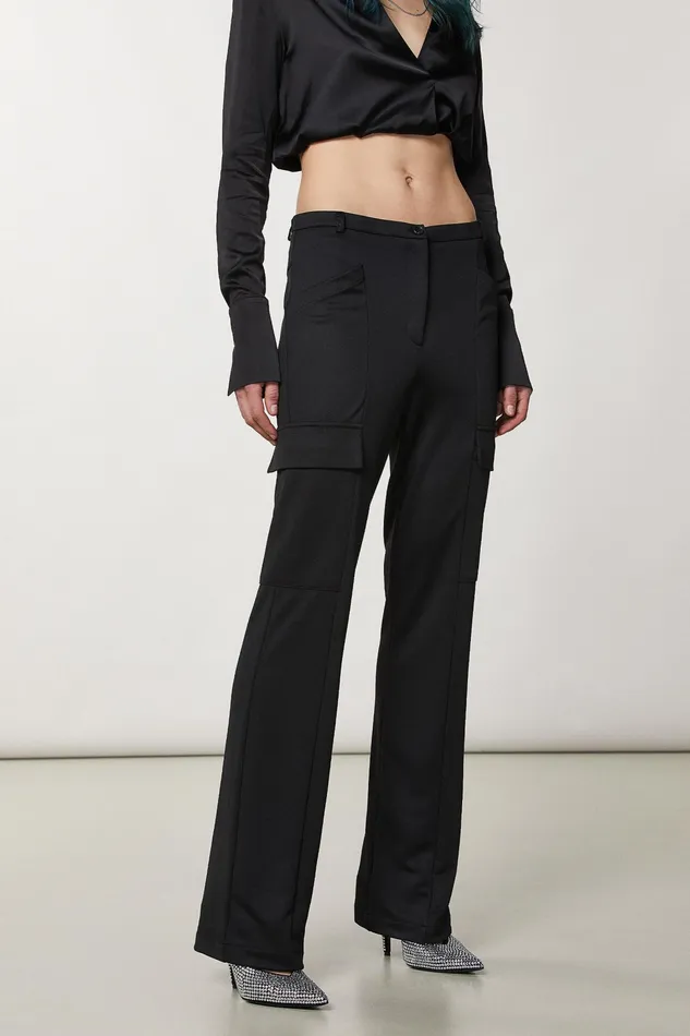 Palazzo Women Patrizia Pepe Technical Jersey Pants Nero