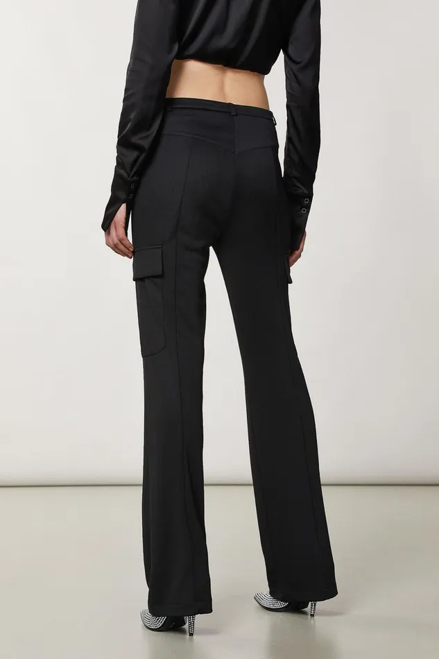 Palazzo Women Patrizia Pepe Technical Jersey Pants Nero