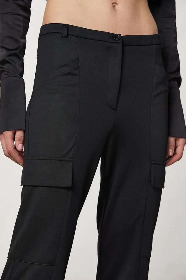 Palazzo Women Patrizia Pepe Technical Jersey Pants Nero