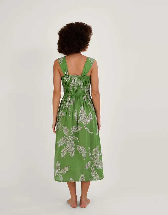 Palm Spot Print Midi Sundress In Sustainable Cotton Green Women Monsoon Dresses