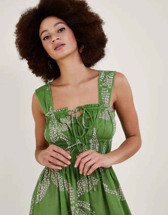 Palm Spot Print Midi Sundress In Sustainable Cotton Green Women Monsoon Dresses
