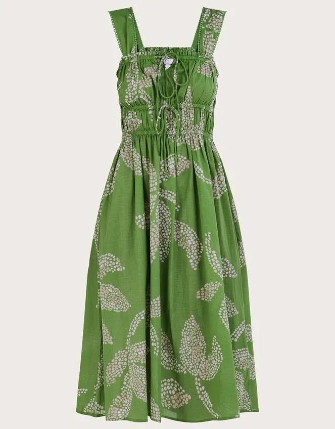 Palm Spot Print Midi Sundress In Sustainable Cotton Green Women Monsoon Dresses