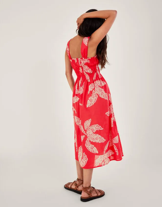 Palm Spot Print Midi Sundress In Sustainable Cotton Red Women Monsoon Dresses
