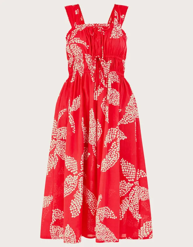 Palm Spot Print Midi Sundress In Sustainable Cotton Red Women Monsoon Dresses