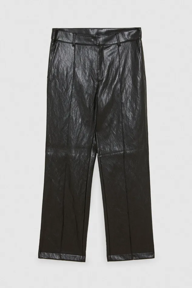Pants Men Patrizia Pepe Regular Fit Pants In Coated Fabric Nero Vinile