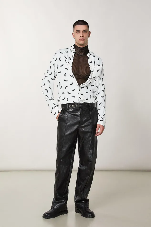 Pants Men Patrizia Pepe Regular Fit Pants In Coated Fabric Nero Vinile