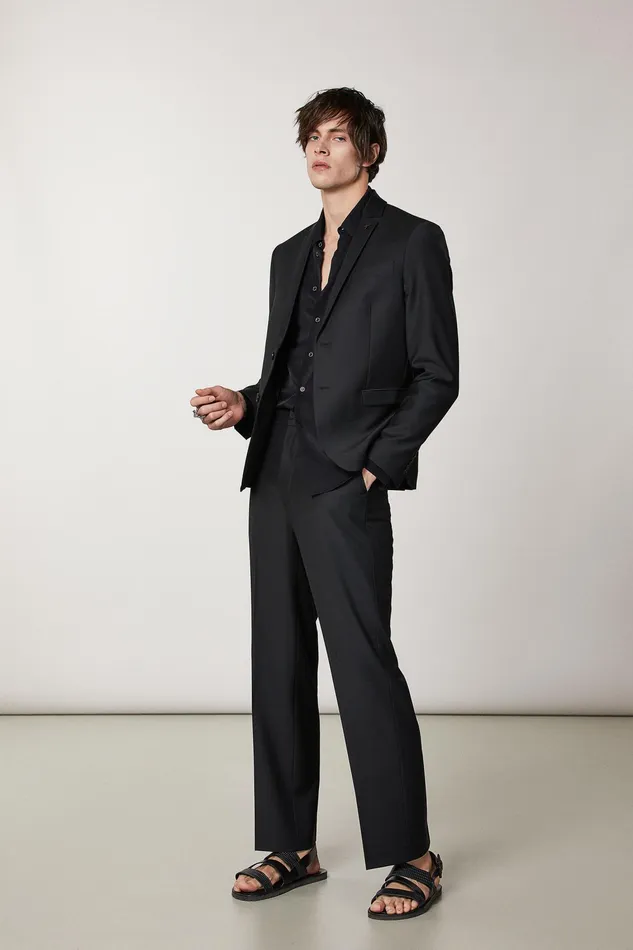Pants Men Patrizia Pepe StraightFit Cool Wool Pants Nero Vinile