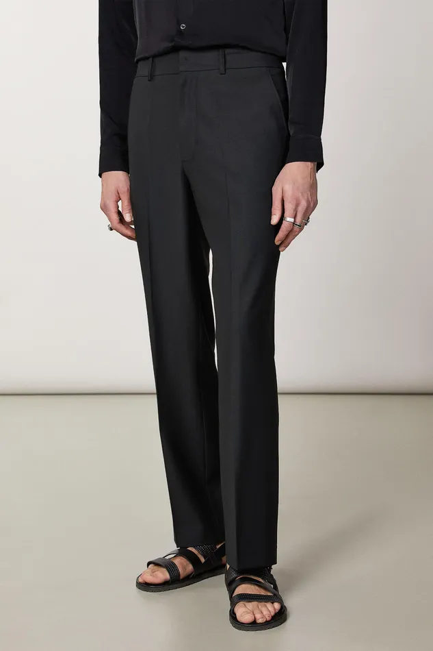 Pants Men Patrizia Pepe StraightFit Cool Wool Pants Nero Vinile