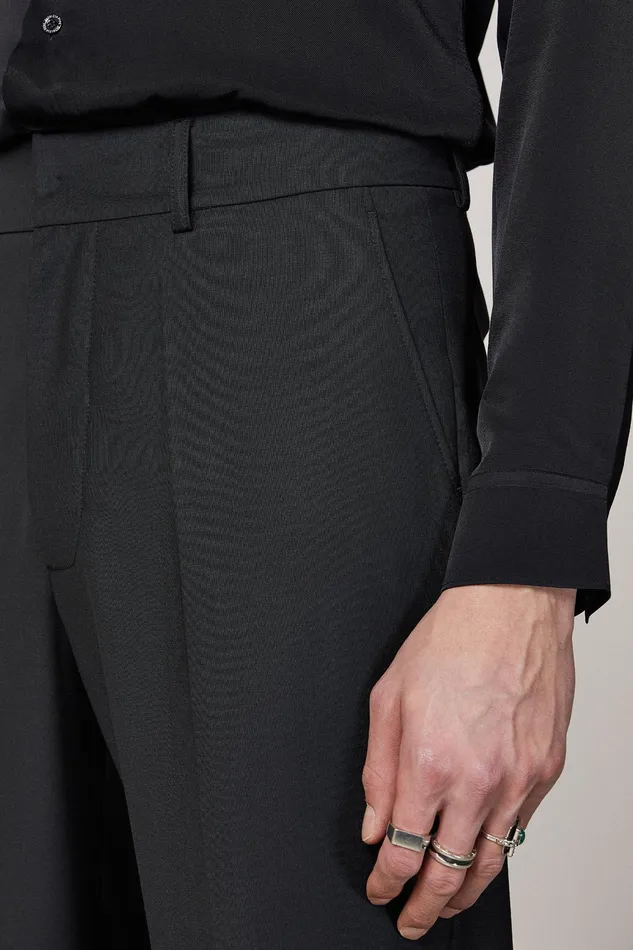 Pants Men Patrizia Pepe StraightFit Cool Wool Pants Nero Vinile