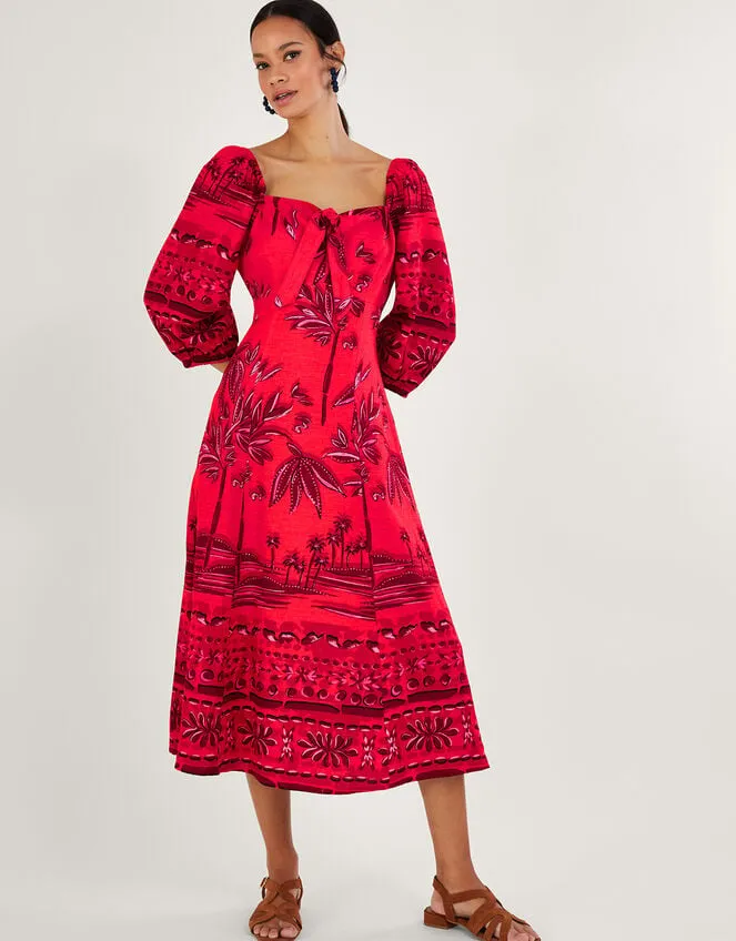 Paola Palm Print Dress With Lenzing Ecovero Red Women Monsoon Dresses
