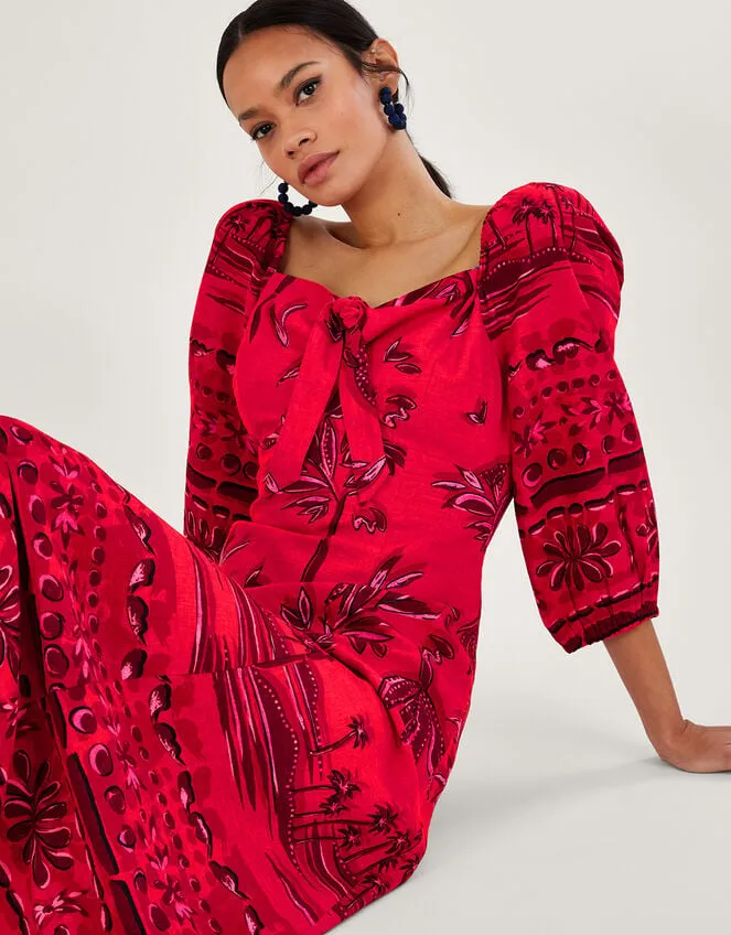 Paola Palm Print Dress With Lenzing Ecovero Red Women Monsoon Dresses