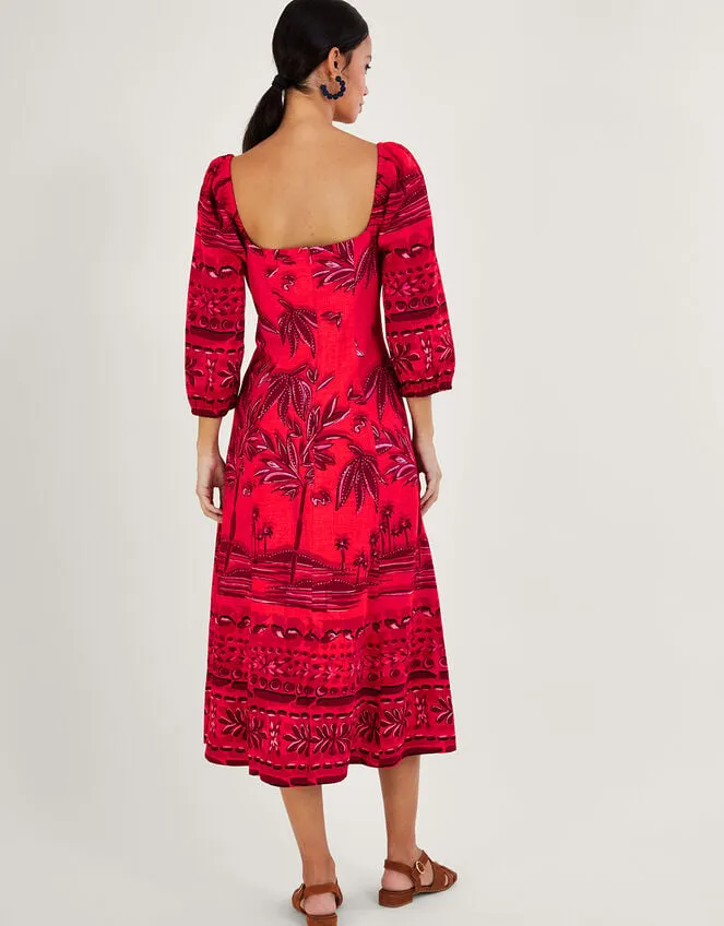 Paola Palm Print Dress With Lenzing Ecovero Red Women Monsoon Dresses