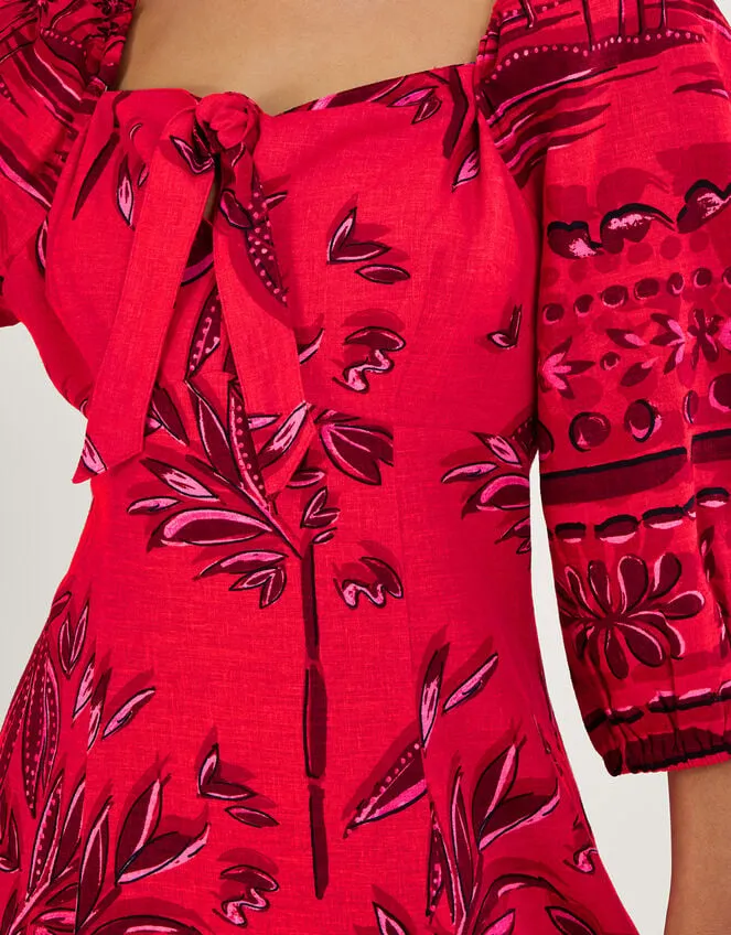 Paola Palm Print Dress With Lenzing Ecovero Red Women Monsoon Dresses