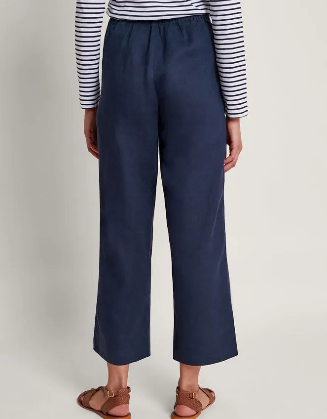Parker Linen Crop Trousers Blue Women Monsoon Linen