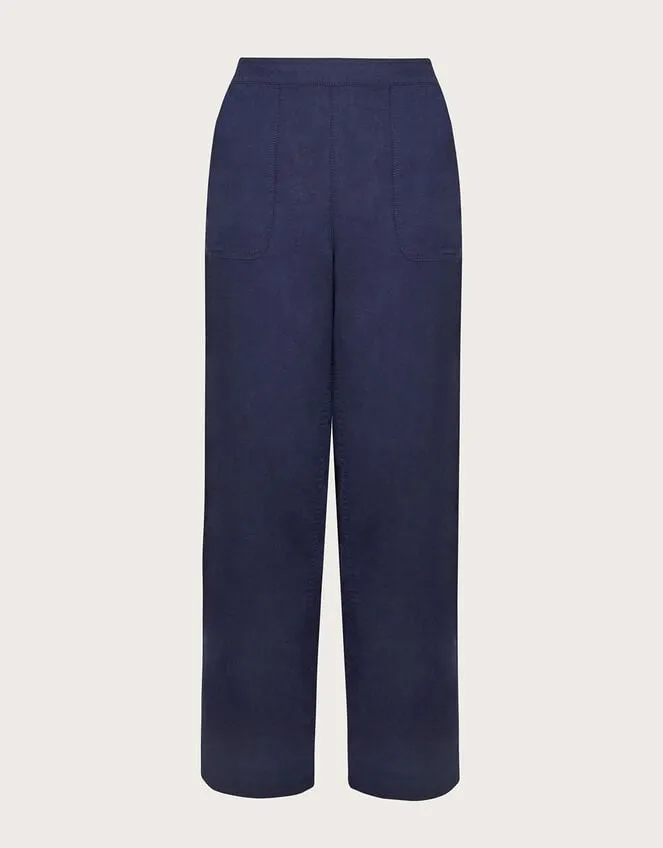 Parker Linen Crop Trousers Blue Women Monsoon Linen
