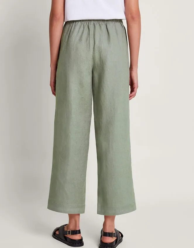 Parker Linen Crop Trousers Green Women Monsoon Casualwear