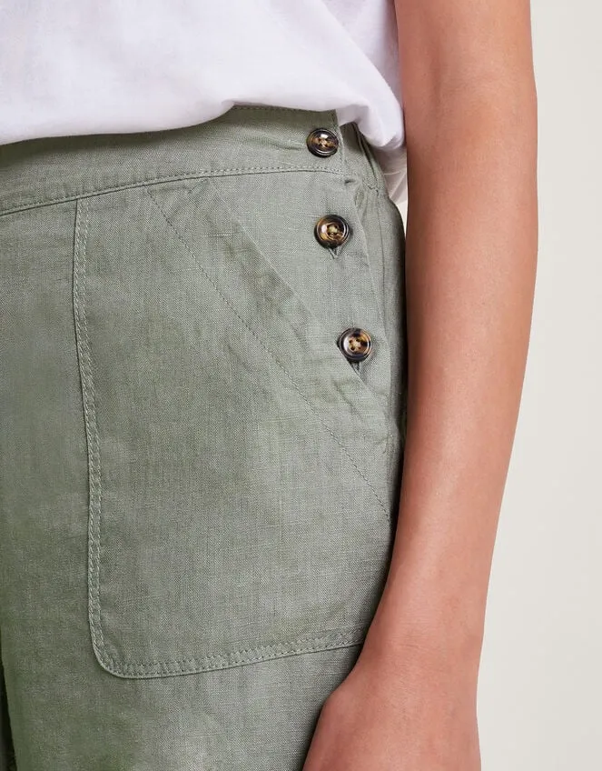Parker Linen Crop Trousers Green Women Monsoon Casualwear
