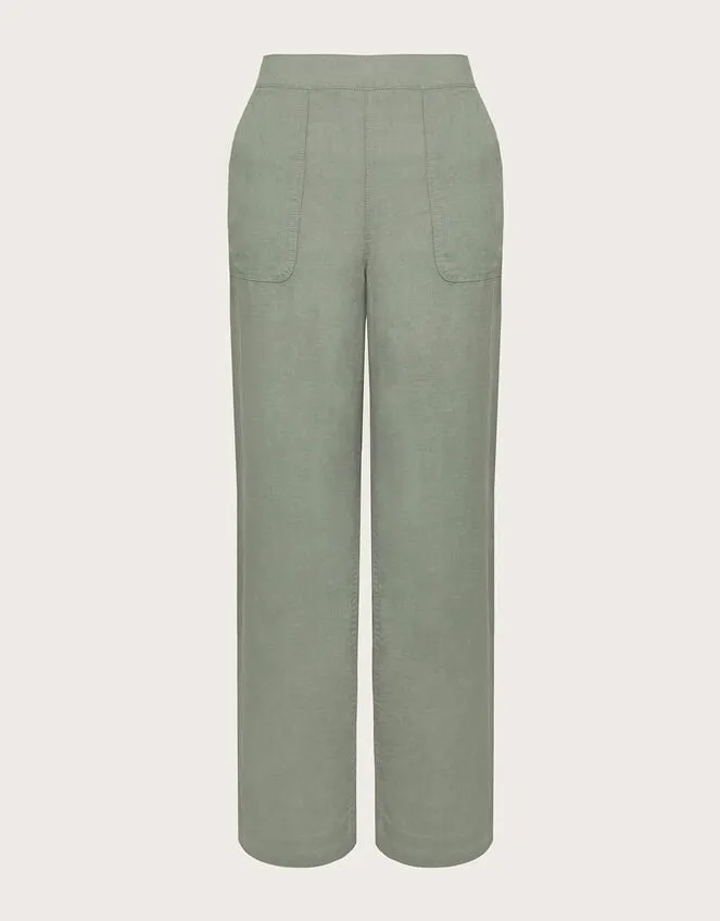 Parker Linen Crop Trousers Green Women Monsoon Casualwear