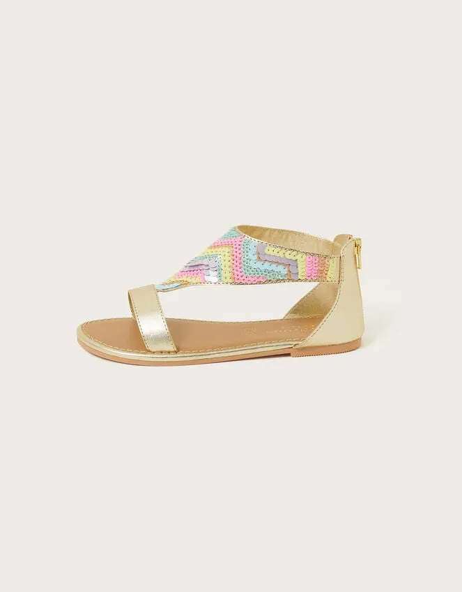 Pastel Sequin Rainbow Sandals Multi Children Monsoon Girls039 Shoes and Sandals