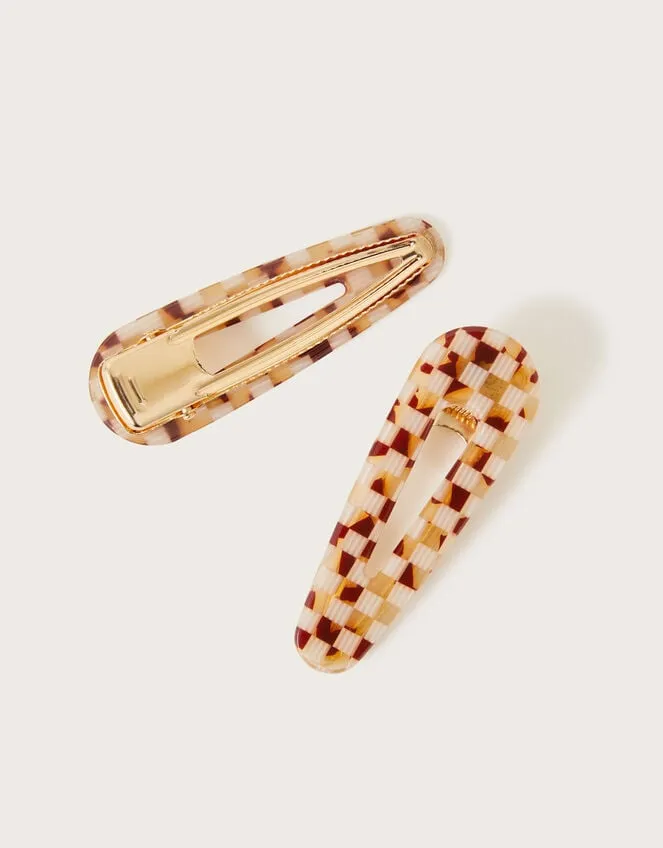 Patterned Resin Hair Clips Set Of Two Women Monsoon Jewellery and Hair