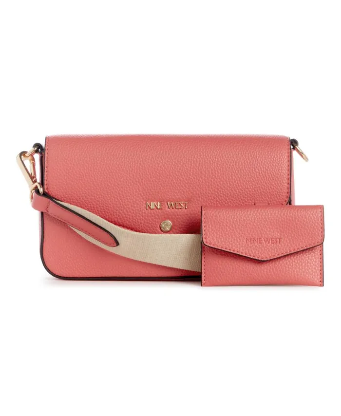 Peaches Crossbody Flap With Card Case Coral WomenMen Nine West New Handbags