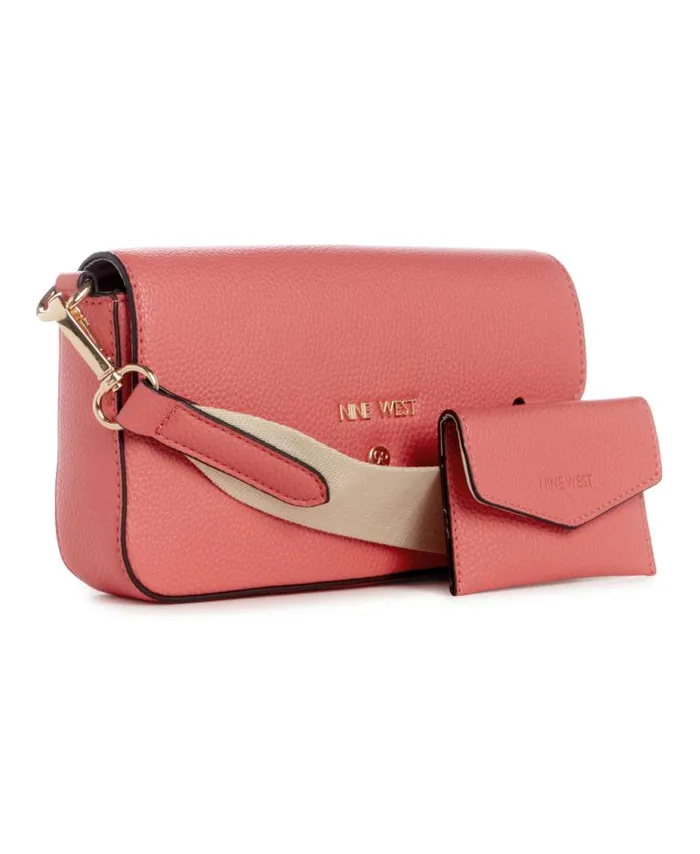 Peaches Crossbody Flap With Card Case Coral WomenMen Nine West New Handbags