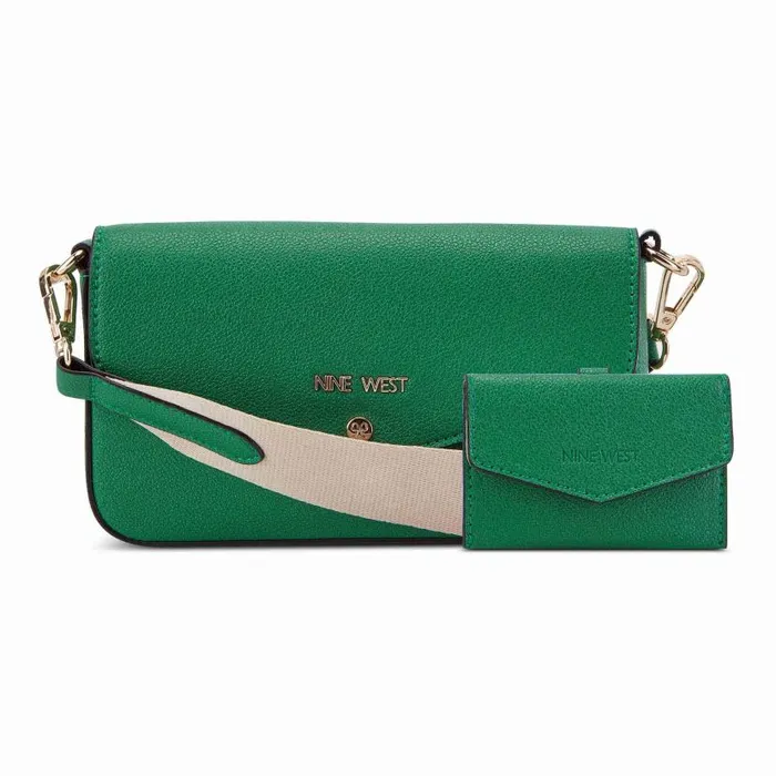 Peaches Crossbody Flap With Card Case Green WomenMen Nine West New Handbags