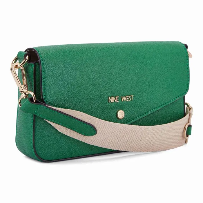 Peaches Crossbody Flap With Card Case Green WomenMen Nine West New Handbags