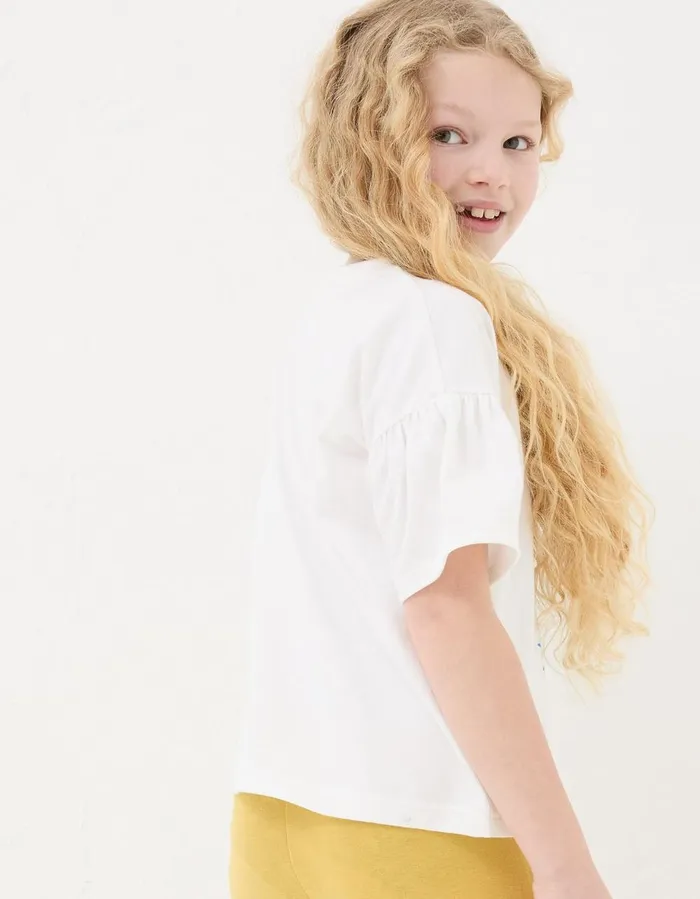 Peacock Jersey Graphic T Shirt Natural White Girls FatFace Tops and TShirts