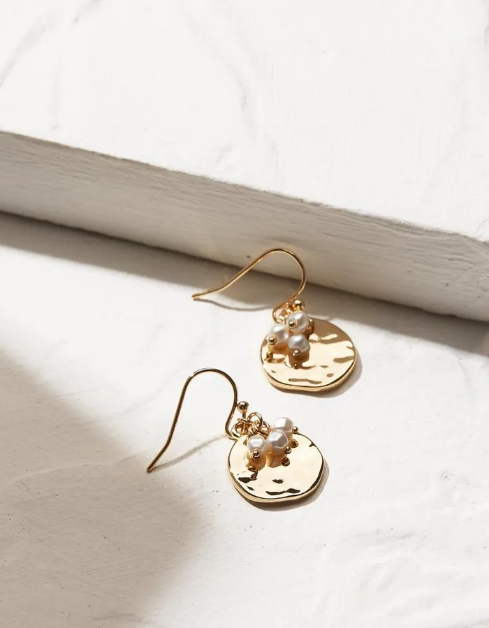 Pearl And Disc Earrings Gold Women FatFace Jewellery