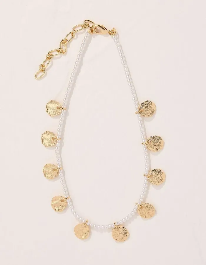 Pearl And Disc Necklace Gold Women FatFace Jewellery