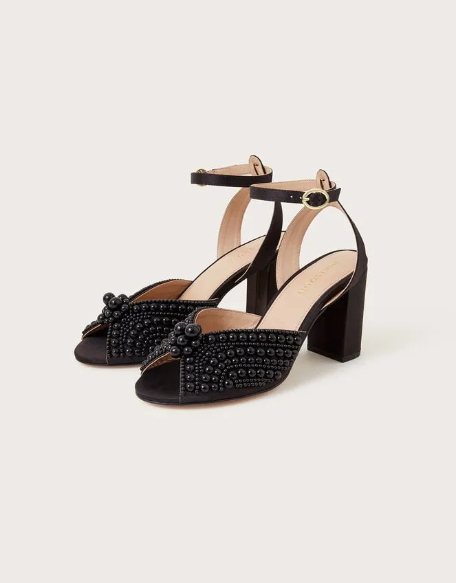 Pearl Block Heeled Sandals Black Women Monsoon Sandals