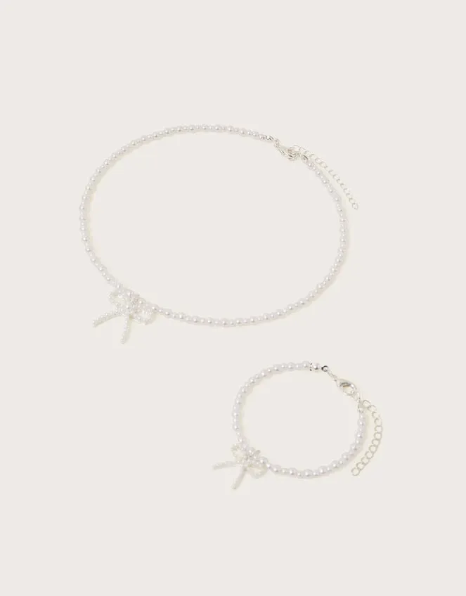 Pearl Bow Jewellery Set Children Monsoon Girls039 Jewellery