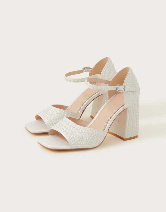 Pearl Bridal Heel Sandals Ivory Women Monsoon Wedding Shoes
