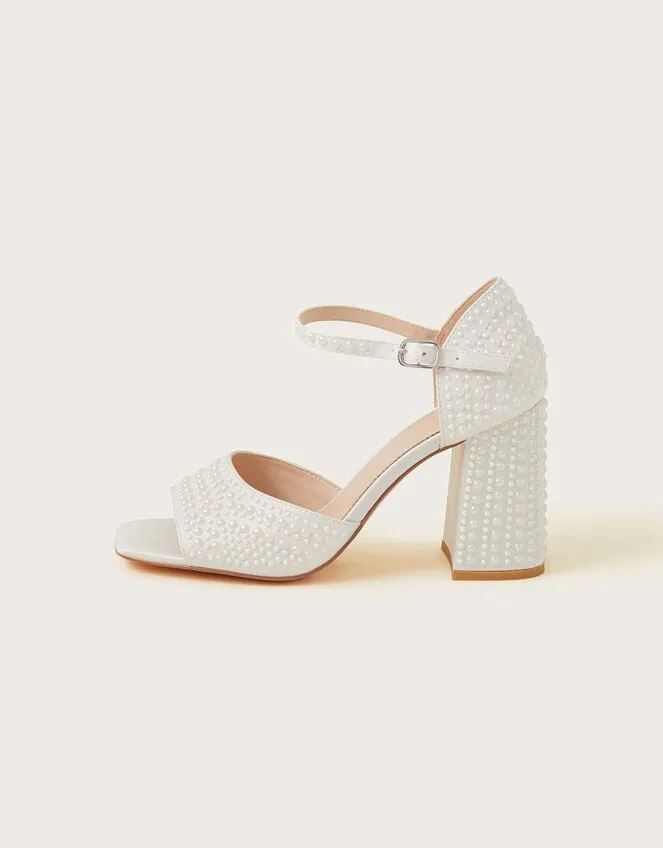 Pearl Bridal Heel Sandals Ivory Women Monsoon Wedding Shoes
