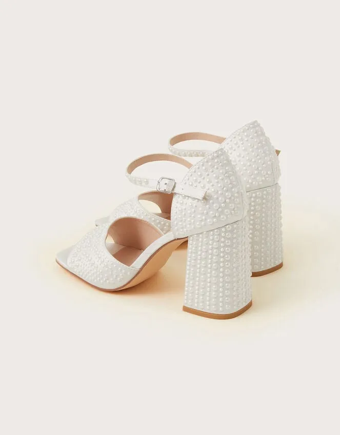 Pearl Bridal Heel Sandals Ivory Women Monsoon Wedding Shoes